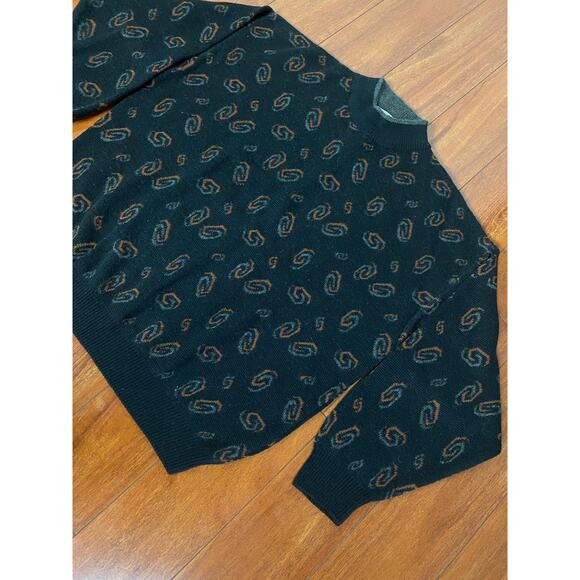 VTG 90s Men Alessandro B. mock neck wool blend geometric pullover sweater XL - Picture 2 of 4